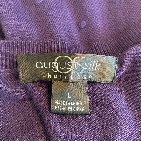 August Silk Heritage Purple Swiss Dot Button Front Cardigan Sweater - Picture 6 of 7